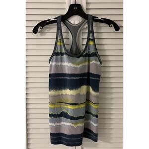 Nike Dri-Fit Racer Back Tank Women's Poly/Spandex Small Blue/Grey/Yellow A+